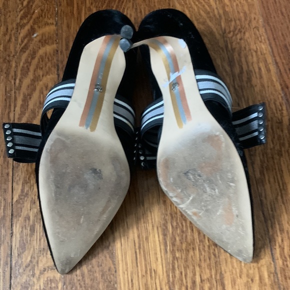 SAM EDELMAN Navy Blue Velvet High Heels with Bow - Picture 4 of 5